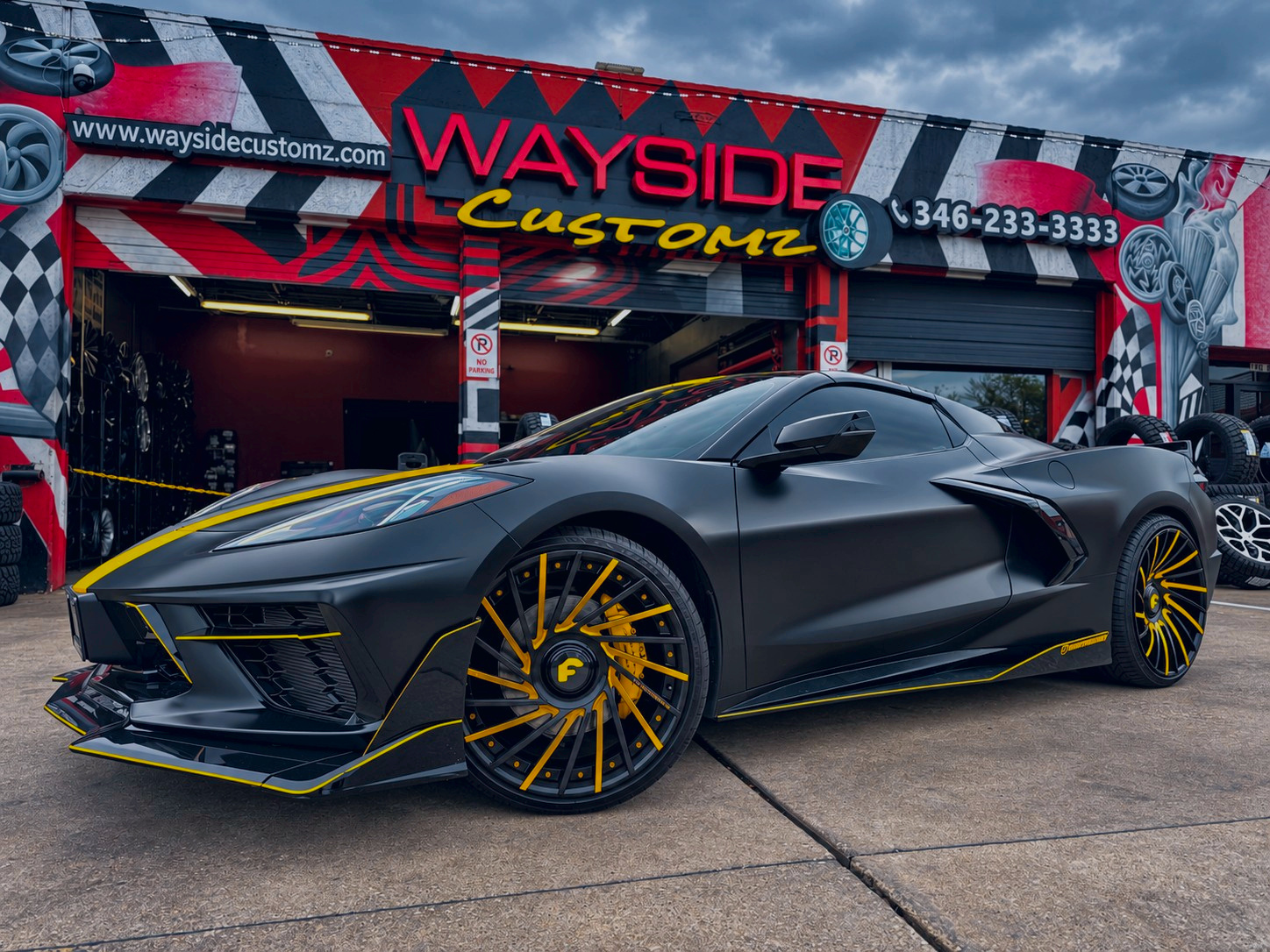 2023 Chevrolet Corvette &middot; 20" Forgiato wheels &middot; Wrap / chrome delete &middot; Wheel powder coat