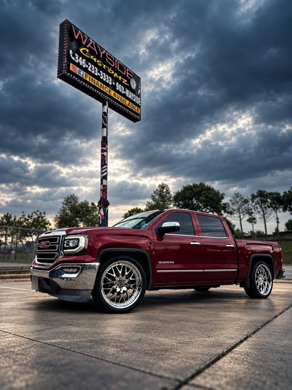 2018 GMC Sierra 1500 · 24" Esko Wheels · 3/5 MaxTrac Suspension Lowering Kit