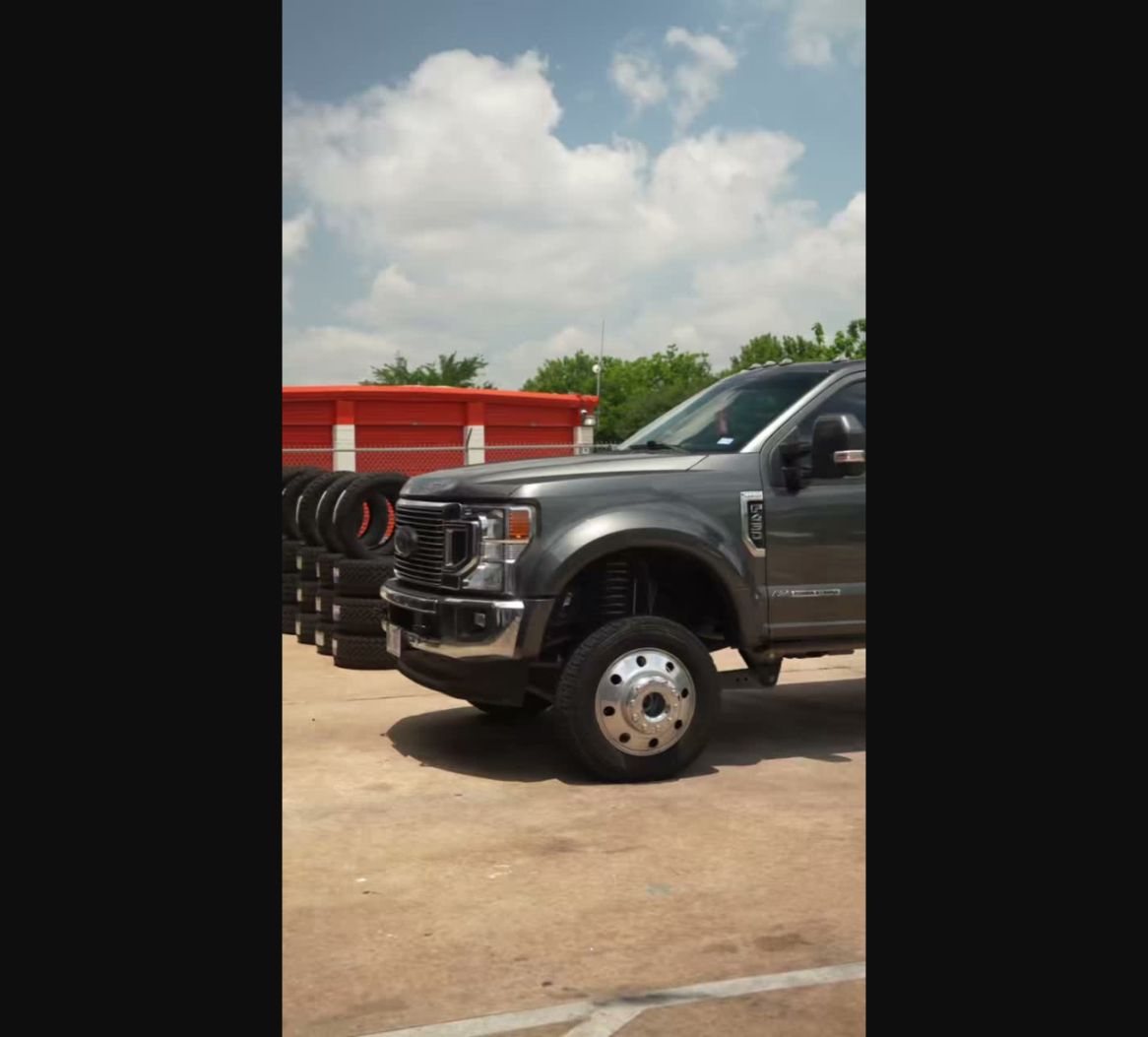 Ford dually truck wheel and suspension build at Wayside Customz in Houston